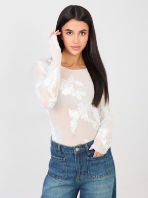 Tampraus audinio subtiliai permatoma palaidinė "SATTI" balta