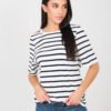 Dryžuoti medvilniniai marškinėliai trumpomis rankovėmis "ZINA" balta juoda