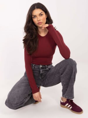 Basic stiliaus palaidinė ilgomis rankovėmis "LILOU" bordo