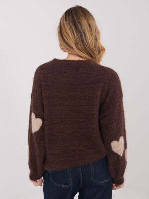 Alternative view of MOHERO siūlo megztinis su širdelėmis "LOVE" ruda