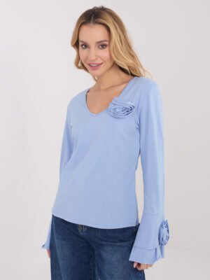 Alternative view of Palaidine varpelio formos rankovėmis puošta dekoratyvinėmis gėlėmis "IZAURA" šviesi mėlyna