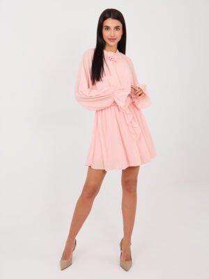 Alternative view of Kokteilinė šifoninio audinio suknelė "MULEN" persikinė