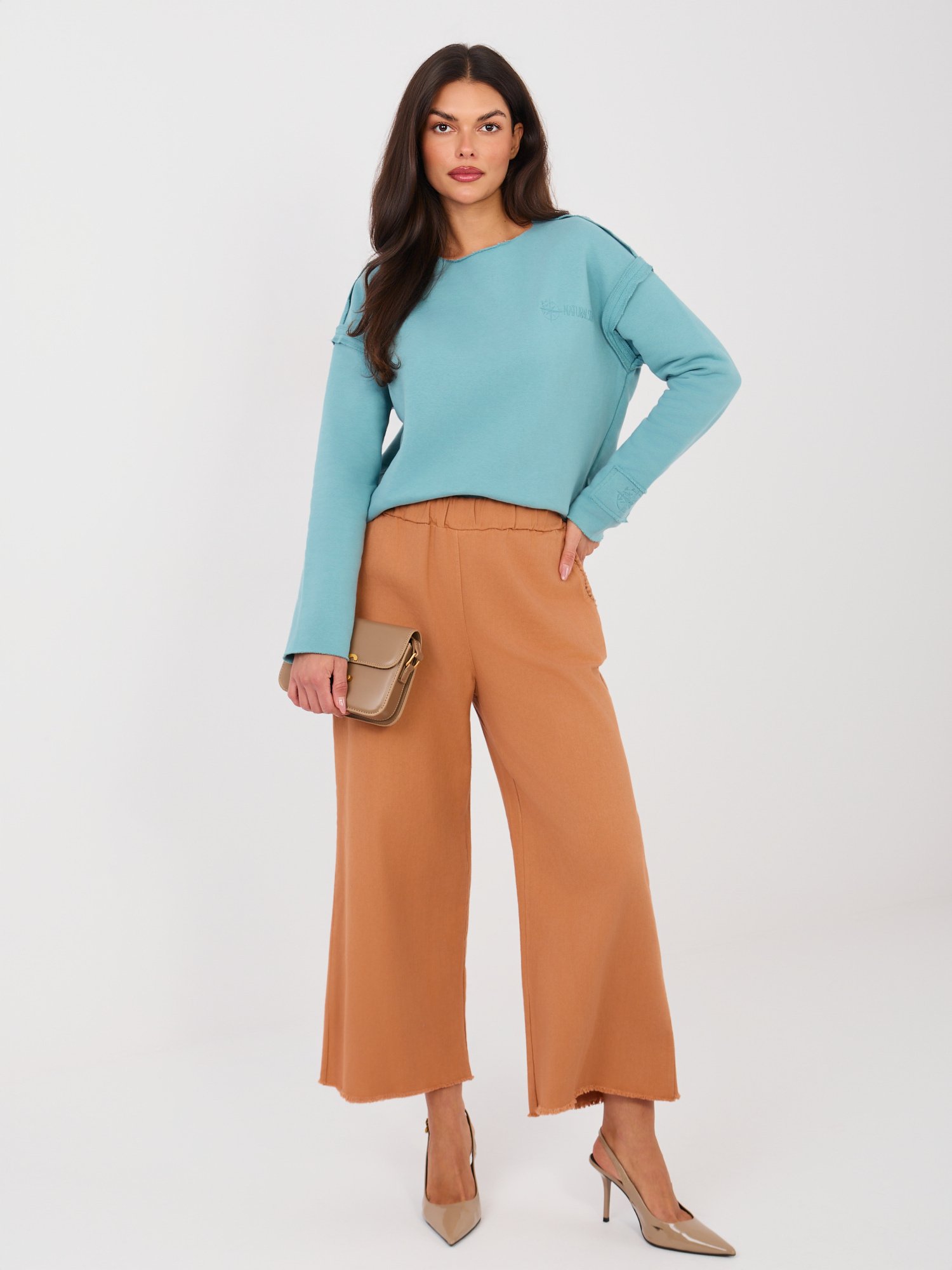 Madingi trumpinti „culotte“ tipo džinsai "ANDISS" tamsi oranžinė