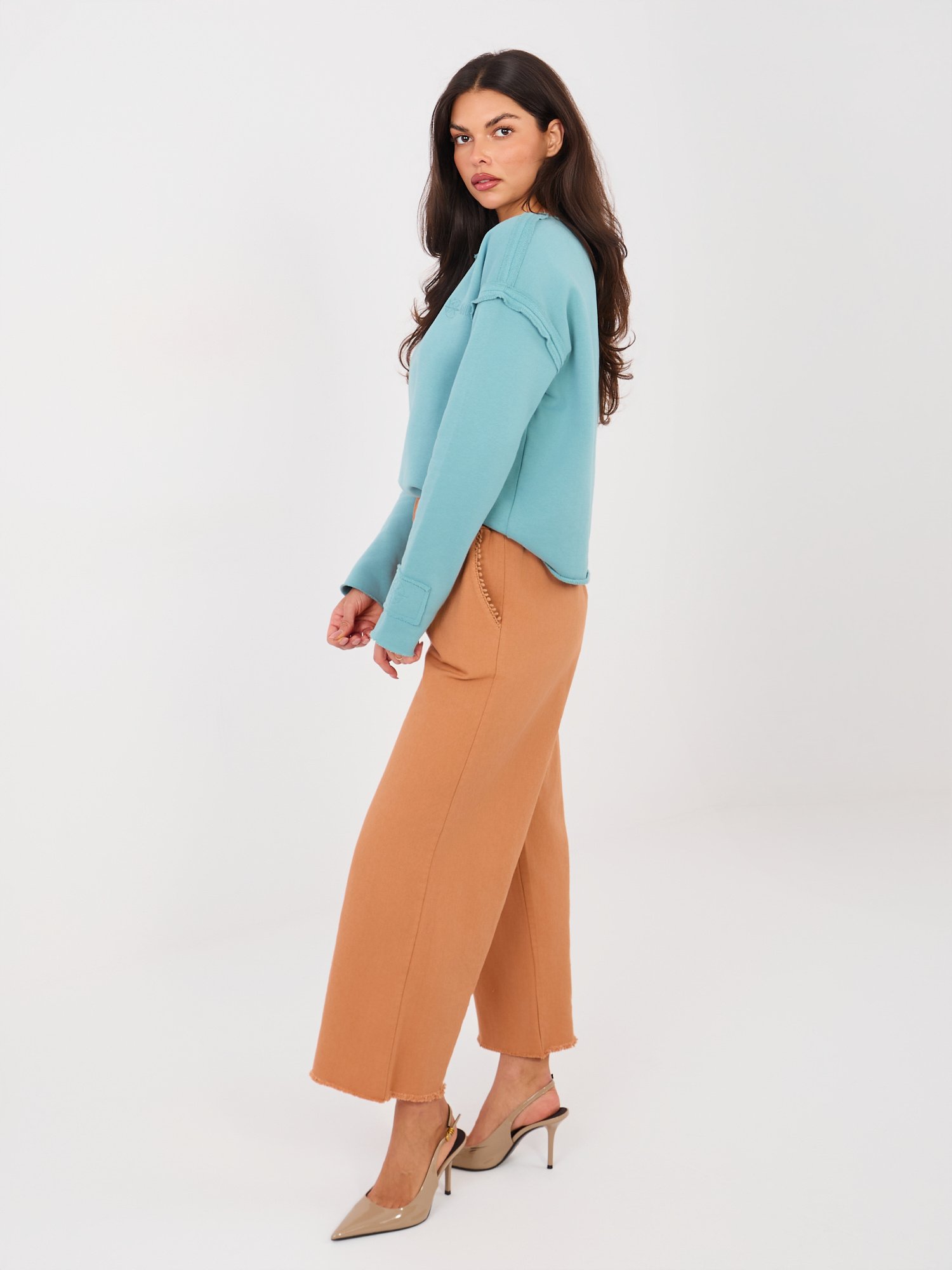 Madingi trumpinti „culotte“ tipo džinsai "ANDISS" tamsi oranžinė - Image 4