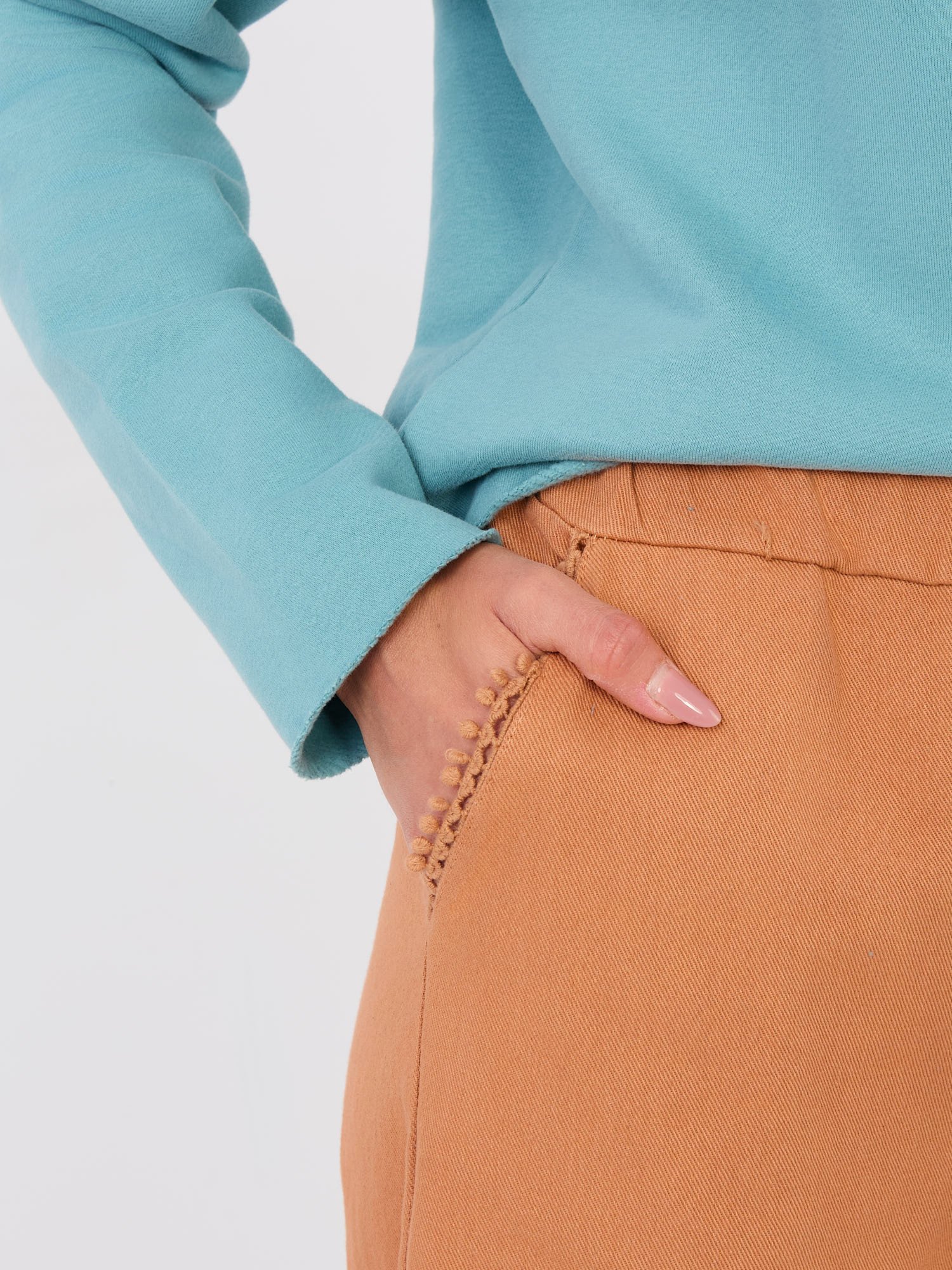 Madingi trumpinti „culotte“ tipo džinsai "ANDISS" tamsi oranžinė - Image 3