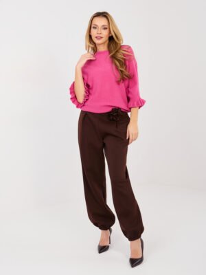 Megztinis su alpakos vilna ir 3/4 kimono tipo rankovėmis "Laila" tamsi rožinė