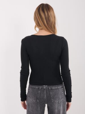 Alternative view of Prigludusi basic stiliaus palaidinė su sagutėmis "MARIANA" juoda