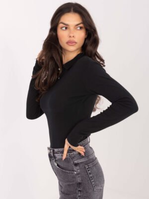 Alternative view of Klasikinė polo tipo palaidinė ilgomis rankovėmis "LUCIA" juoda