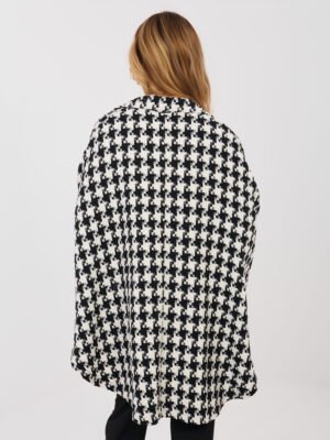 Alternative view of Dvieilis pončo stiliaus paltas su vilna "SOFITA" juodai baltas