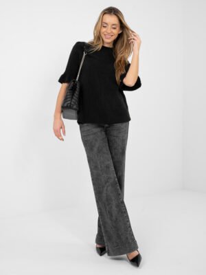 Megztinis su alpakos vilna trumpintomis rankovėmis "TONYA" juoda