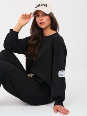 Sviestinio audinio komplektas "LIFE" juoda