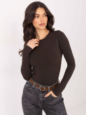 Basic stiliaus palaidinė ilgomis rankovėmis "LILOU" tamsi ruda