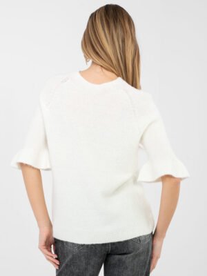 Alternative view of Megztinis su alpakos vilna trumpintomis rankovėmis "TONYA" pieno balta