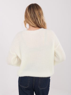 Alternative view of MOHERO siūlo klasikinis megztinis "FERI" pieno balta