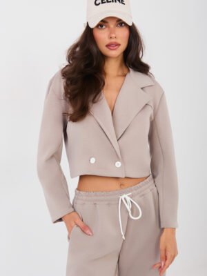 Alternative view of Trumpo švarkelio ir kelnių komplektas iš sviestinės medžiagos "EVON" juoda