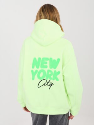 Alternative view of Oversize džemperis su reljefiniu užrašu ir gobtuvu "NORMA" fluo žalia