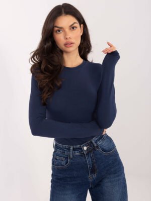 Basic stiliaus palaidinė ilgomis rankovėmis "LILOU" tamsi mėlyna