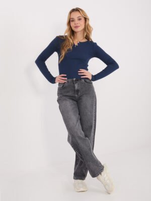 Prigludusi basic stiliaus palaidinė su sagutėmis "MARIANA" tamsi mėlyna