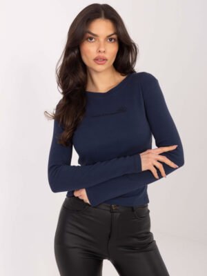 Tampri medvilninė palaidinė su minimaliu užrašu "BRIE" tamsi mėlyna