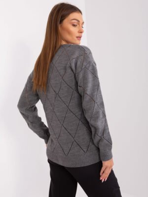 Pol pl Hurt Ciemnoszary azurowy sweter z domieszka welny RUE PARIS 404644