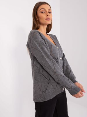 Pol pl Hurt Ciemnoszary azurowy sweter z domieszka welny RUE PARIS 404644