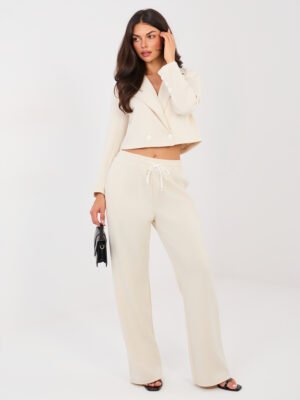 Trumpo švarkelio ir kelnių komplektas iš sviestinės medžiagos "EVON" šviesi smėlinė