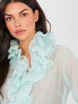 Alternative view of Lengvo audinio marškiniai su puošniais raukiniais "ELARA" mėtinė