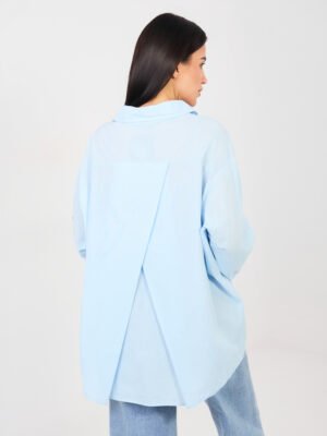 Alternative view of Asimetrinio modelio medvilniniai marškiniai "MELI" šviesi mėlyna