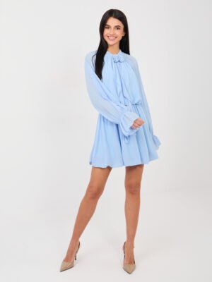 Alternative view of Kokteilinė šifoninio audinio suknelė "MULEN" šviesi mėlyna