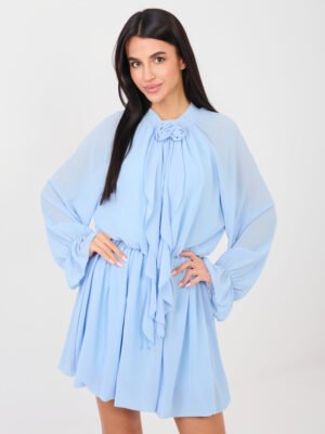 Kokteilinė šifoninio audinio suknelė "MULEN" šviesi mėlyna