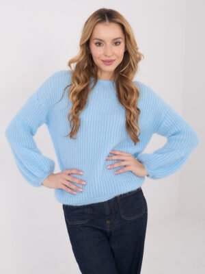 MOHERO siūlo klasikinis megztinis "FERI" šviesi mėlyna