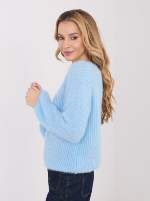 Alternative view of MOHERO siūlo klasikinis megztinis "FERI" šviesi mėlyna