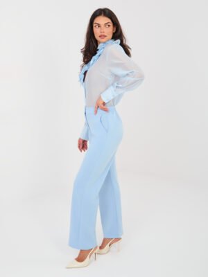 Alternative view of Klasikinės tiesaus silueto kelnės "ALISON" šviesi mėlyna