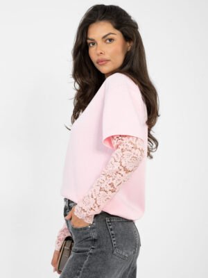 Alternative view of Palaidinė su sluoksniuotu nėrinių rankovių efektu " ODELIA" šviesi rožinė