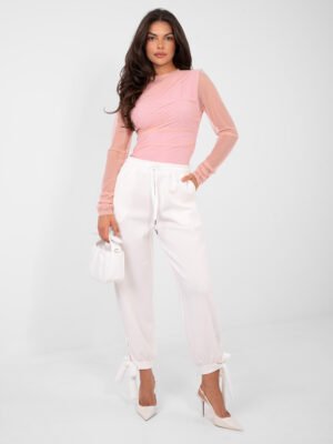 Palaidinė su permatomo tinklelio rankovėmis "HIKARI" šviesi rožinė