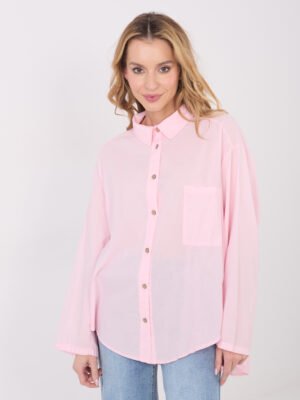 Asimetrinio modelio medvilniniai marškiniai "MELI" šviesi rožinė