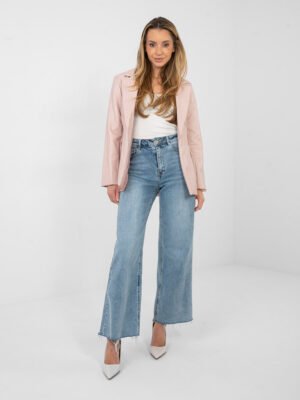 Liemenuotas odos imitacijos švarkas "LEA" šviesi rožinė