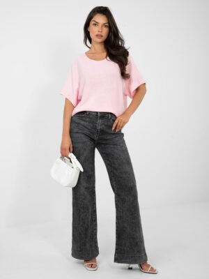 Alternative view of Lengvai krentančio audinio megztinis "MARPEL" šviesi rožinė