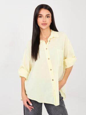 Asimetrinio modelio medvilniniai marškiniai "MELI" šviesi geltona