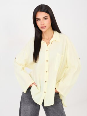 Alternative view of Asimetrinio modelio medvilniniai marškiniai "MELI" šviesi geltona