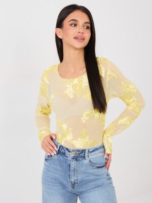 Tampraus audinio subtiliai permatoma palaidinė "SATTI" geltona