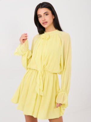 Kokteilinė šifoninio audinio suknelė "MULEN" šviesi geltona