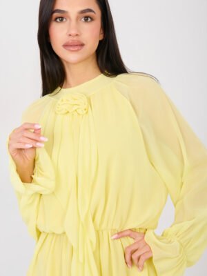 Alternative view of Kokteilinė šifoninio audinio suknelė "MULEN" šviesi geltona