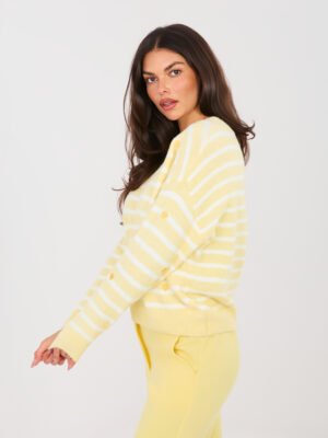 Alternative view of Oversize šiltas dryžuotas megztinis su širdelių motyvais "WINNY" šviesi geltona