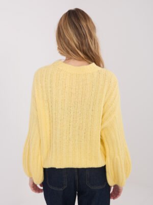 Alternative view of Šiltas megztinis su vilna pūstomis rankovėmis "ANGGI" šviesi geltona