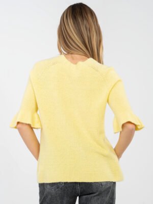 Alternative view of Megztinis su alpakos vilna trumpintomis rankovėmis "TONYA" šviesi geltona