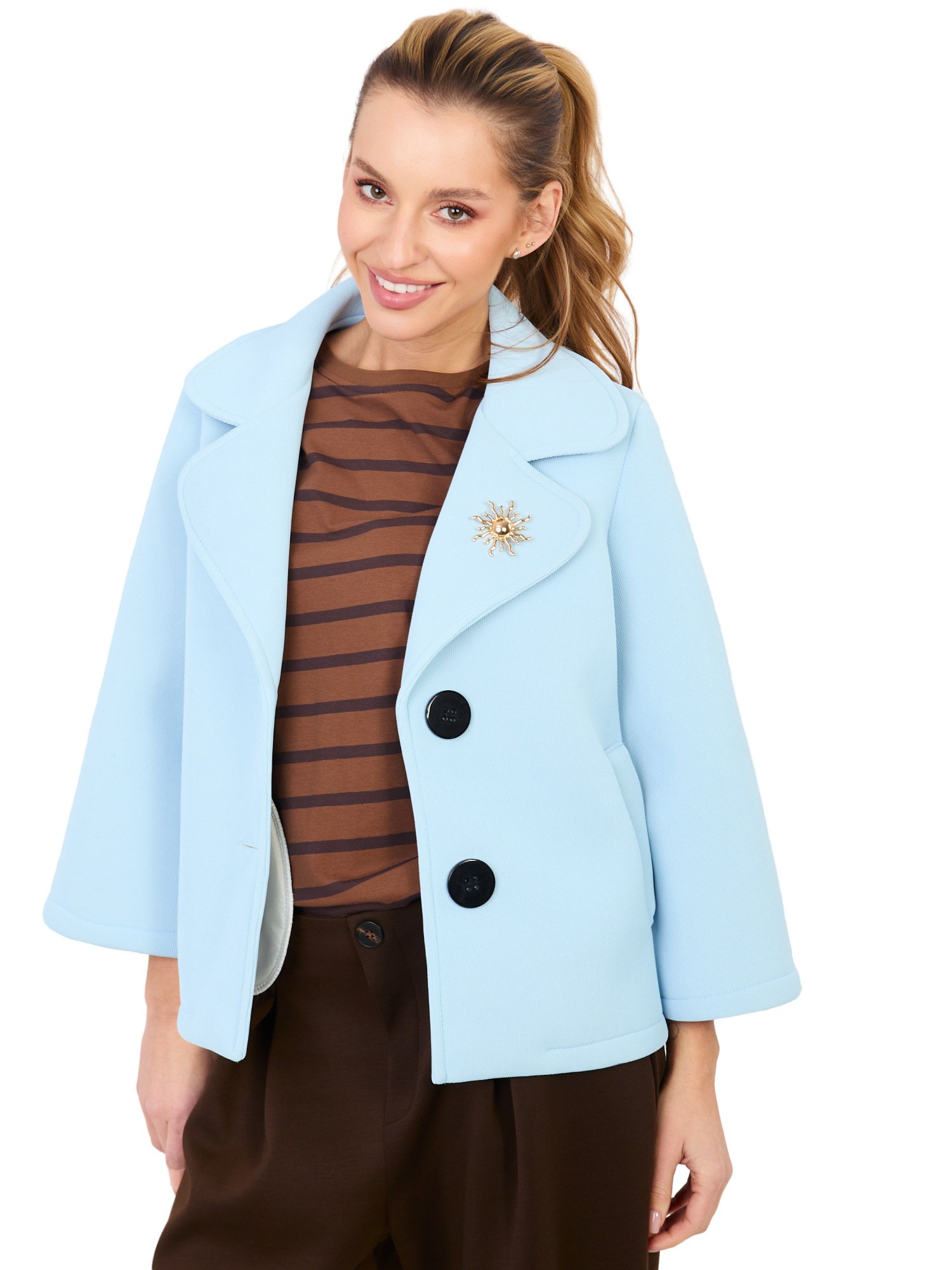 Casual stiliaus trumpas paltukas “ELVAN ” šviesi mėlyna - Image 3