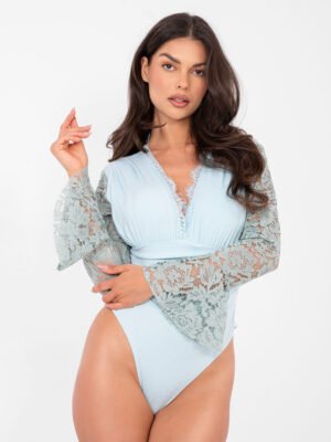 Alternative view of Bodis varpelio formos nėrinių rankovėmis "RENATA" mėtų