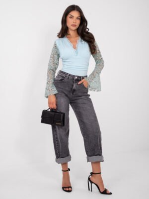 Bodis varpelio formos nėrinių rankovėmis "RENATA" mėtų