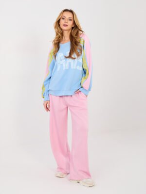 Oversize džemperio ir plačių kelnių komplektas "CALMA" šviesi rožinė